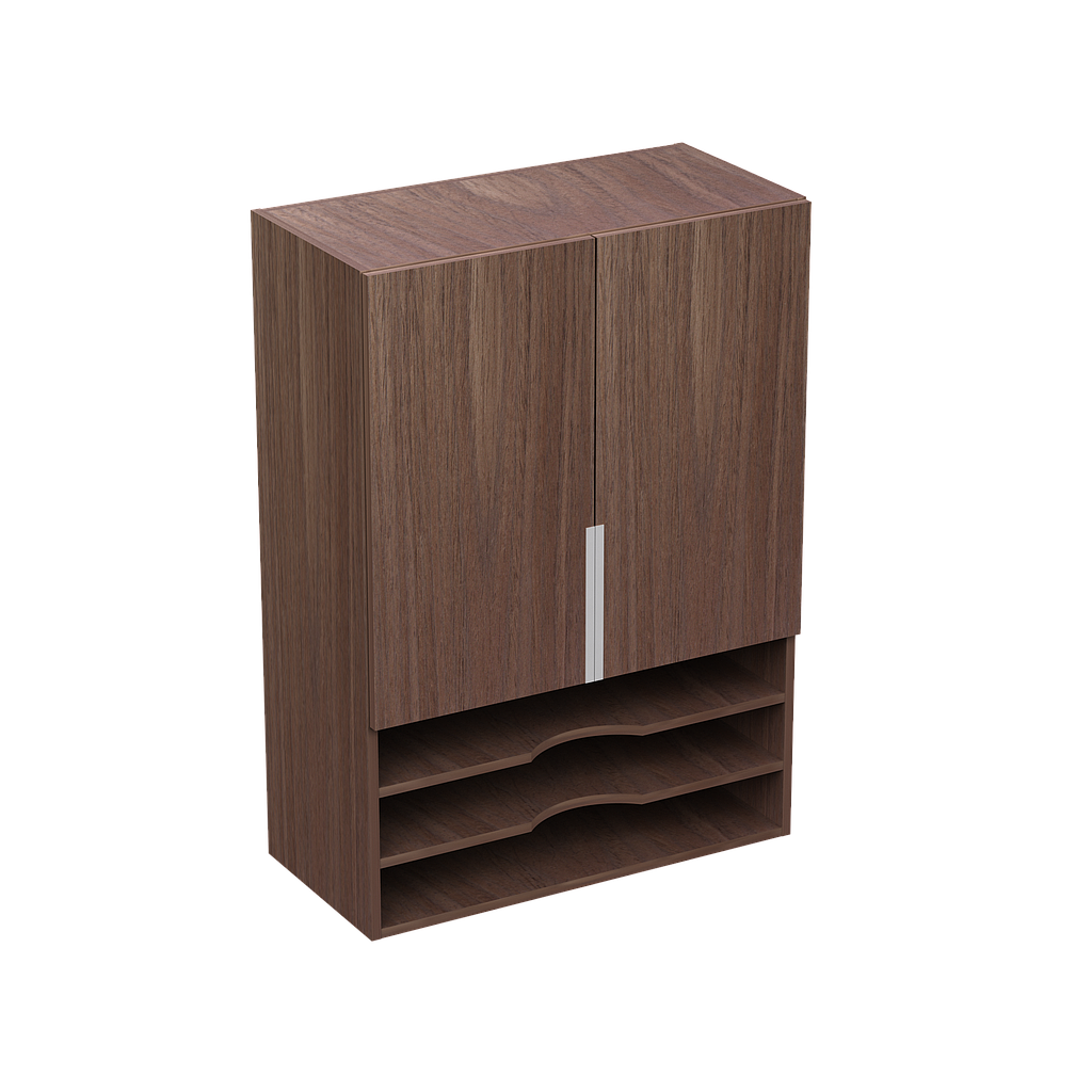 Closed bookcase over work surface 1 shelf with 2 paper trays 30 x 15 x 42" Bento