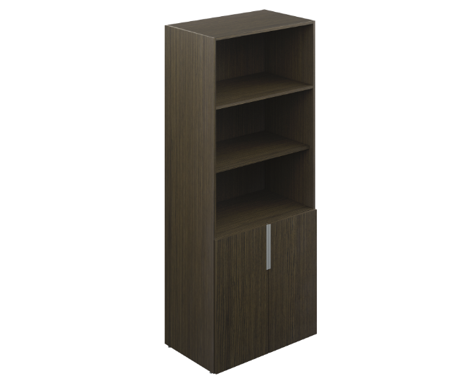 3-Shelf open bookcase with 2-door cabinet 30 x 18 x 85" Bento