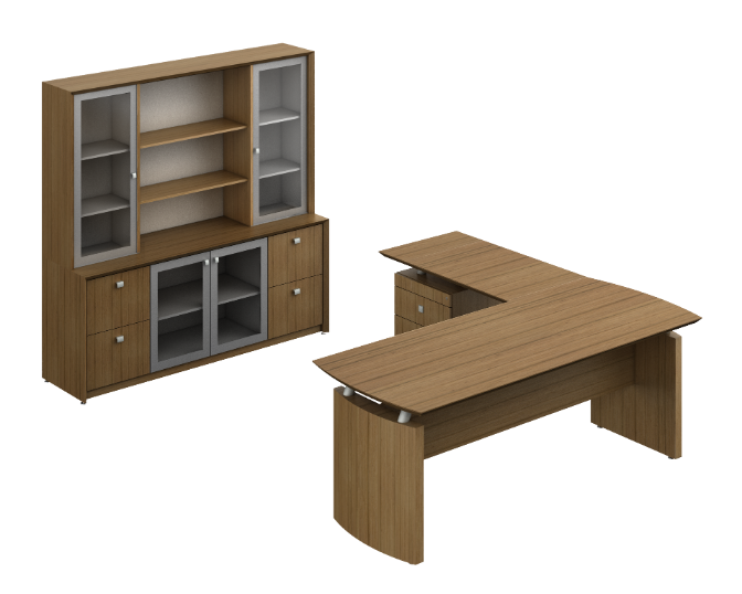 U-group with hutch glass doors 79 x 130 x 71" Contempo