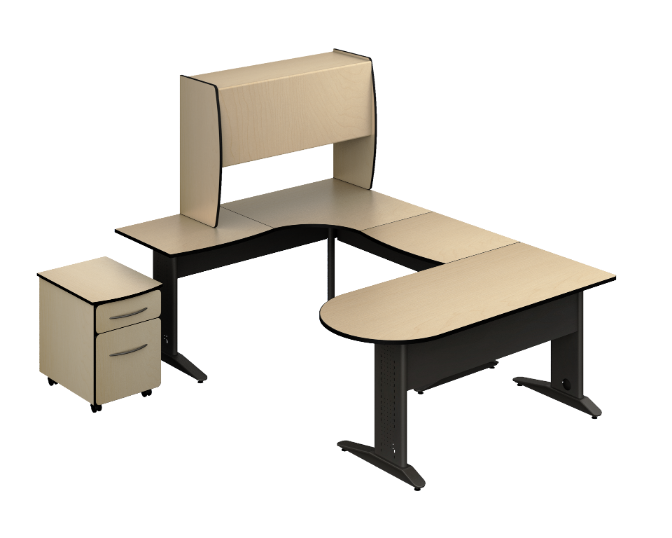 [GAK121TMLM19BP04PL00] Conjunto Ejecutivo Diagonal 19MM 160 x 230 x 155 cm TML Cyber (Cherry, En Polvo Negro)