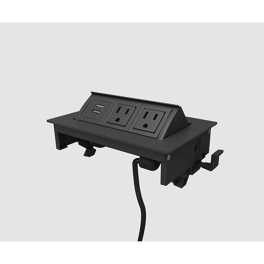 [BE04076-2-1-UBAC1-72-Z187] Multicontacto MHOB 2 Tomas/1 USB A+C 180 cm (Silver powdercoat w/white trim)