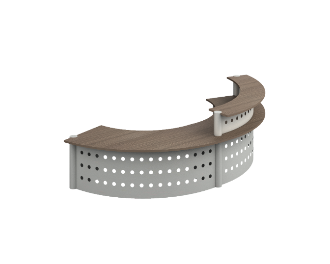Modulo Recepción Curva Doble Cubierta Superior Sencilla 376 x 165 x 110 cm Req
