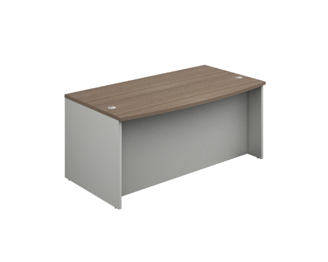 Bow front desk shell with full modesty panel 60 x 36 x 30" Prime